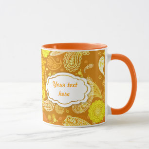 Yellow  orange sunny  paisley customizable mug