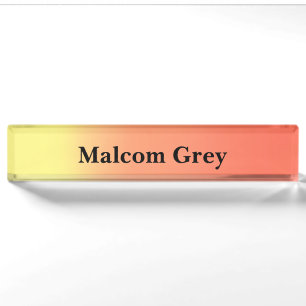 yellow orange sunset ombre nameplate
