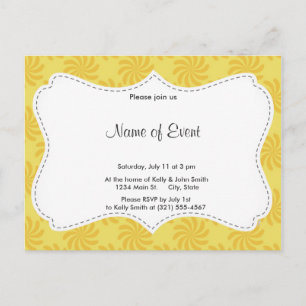 Yellow Orange Swirl; Spring Swirls Invitation Postcard