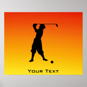 Yellow Orange Vintage Golfer Poster