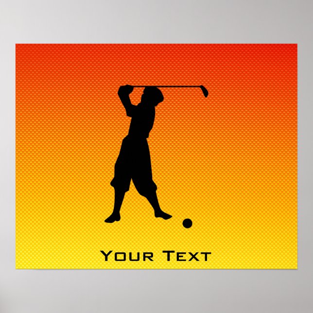 Yellow Orange Vintage Golfer Poster (Front)