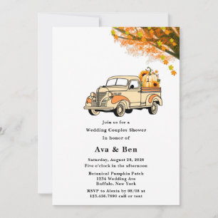 Yellow Orange Vintage Truck Wedding Couples Shower Invitation