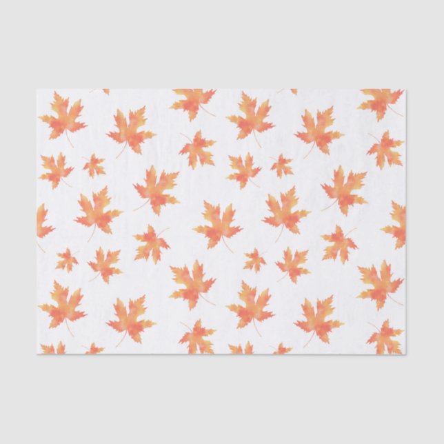 Yellow Orange Watercolor Maple Leaf Pattern Tissue Paper (Front)