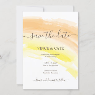 Yellow Orange Watercolor Splash Wedding Invitation