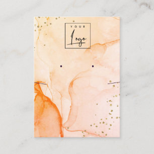 Yellow Orange Watercolor Texture Earring Necklace Business Card