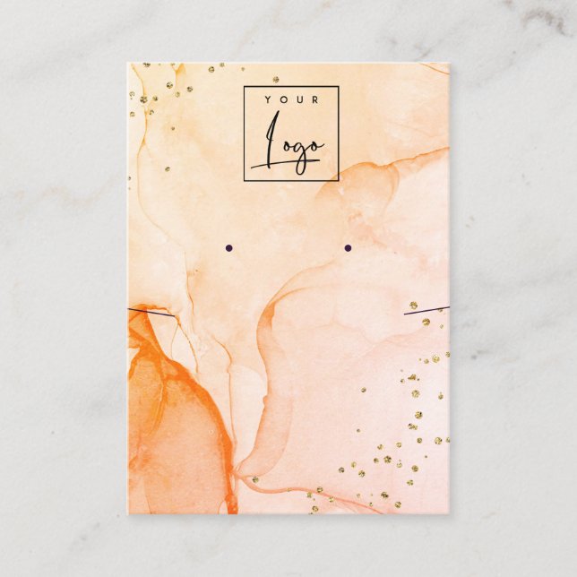 Yellow Orange Watercolor Texture Earring Necklace Business Card (Front)