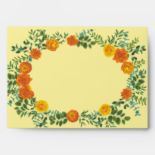 Yellow Orange Wedding Floral Envelope