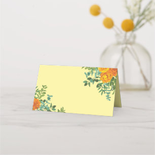 Yellow Orange Wedding Floral Place Card