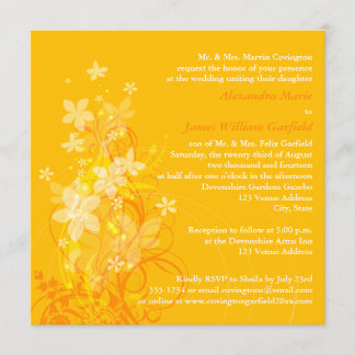 Yellow, Orange, White Floral Wedding invitation