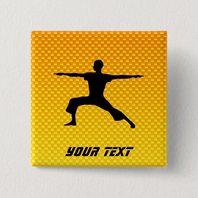 Yellow Orange Yoga 2 Inch Square Button (Front)