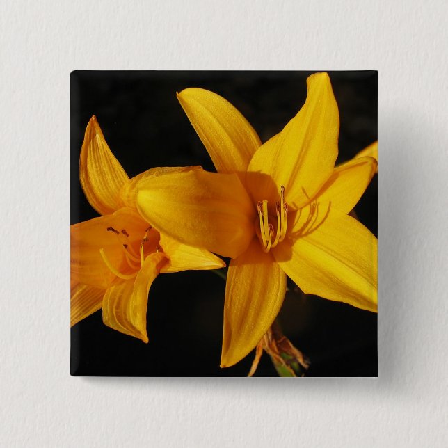Yellow Orchid 2 Inch Square Button (Front)