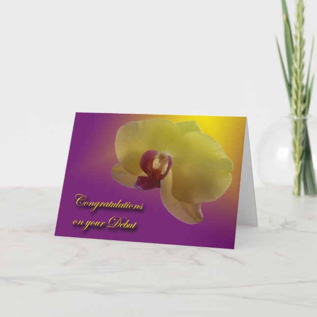 Yellow Orchid Debut Congratulations Card (Front)