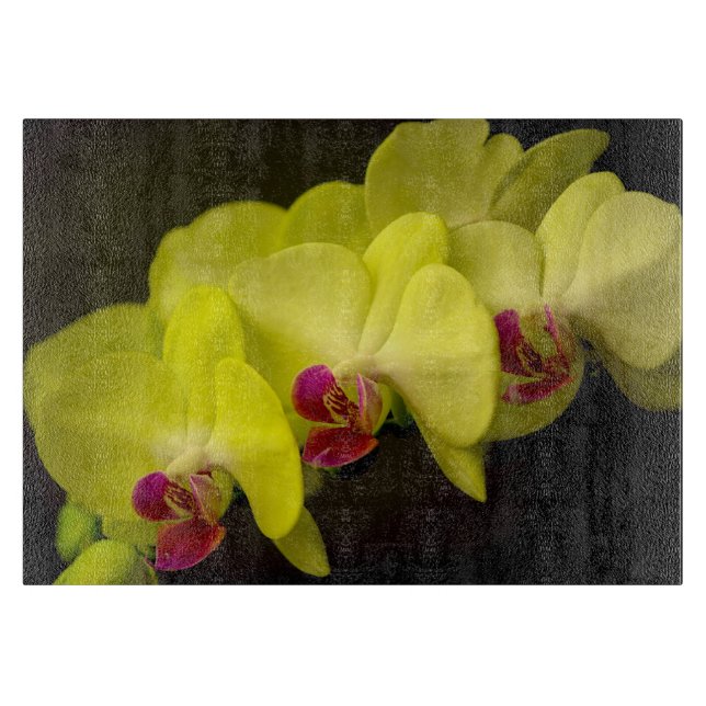 Yellow Orchid - Decorative Glass Cutting Board (Front)