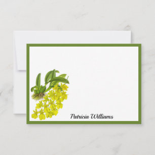 Yellow Orchid Flower Personalized Note Card