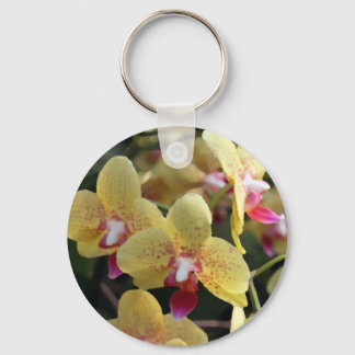 Yellow orchid flowers keychain
