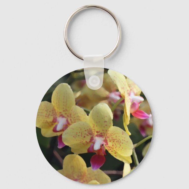 Yellow orchid flowers keychain (Front)