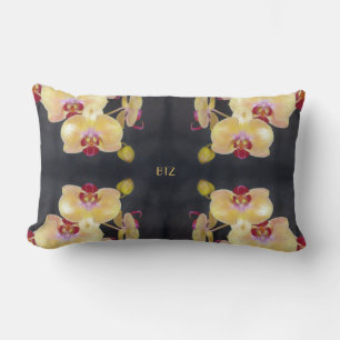 Yellow Orchid Pattern Lumbar Pillow