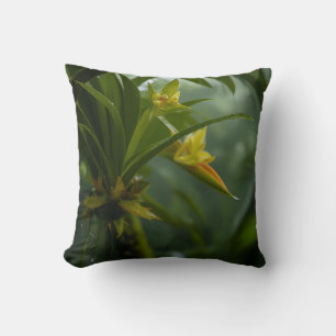 Yellow Orchid Rainforest Throw Pillow