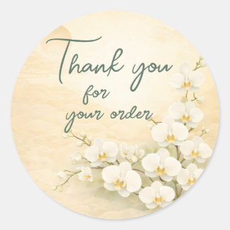 Yellow orchid Thank You For your order Classic Round Sticker
