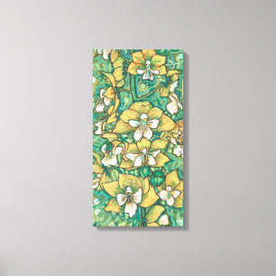 Yellow Orchid Tropical Flowers Floral Painting Canvas Print