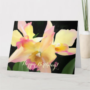 Yellow Orchids Custom Birthday Card