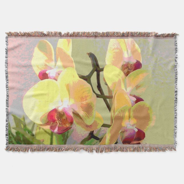 Yellow Orchids in the afternoon sun Throw Blanket (Front)