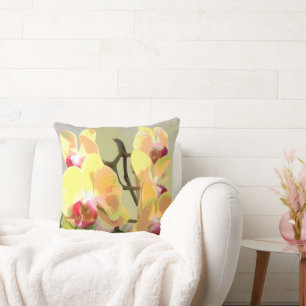 Yellow Orchids in the afternoon sun Throw Pillow