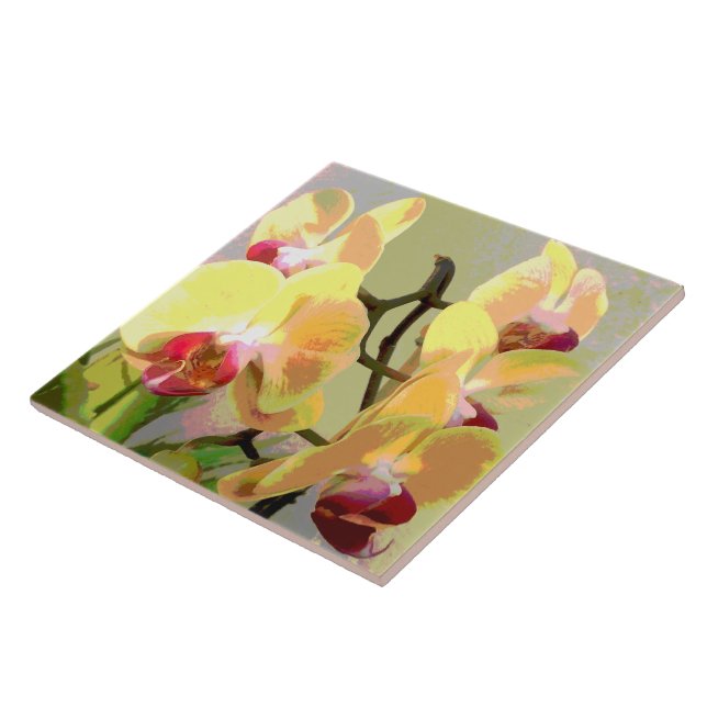 Yellow Orchids in the afternoon sun Tile (Side)