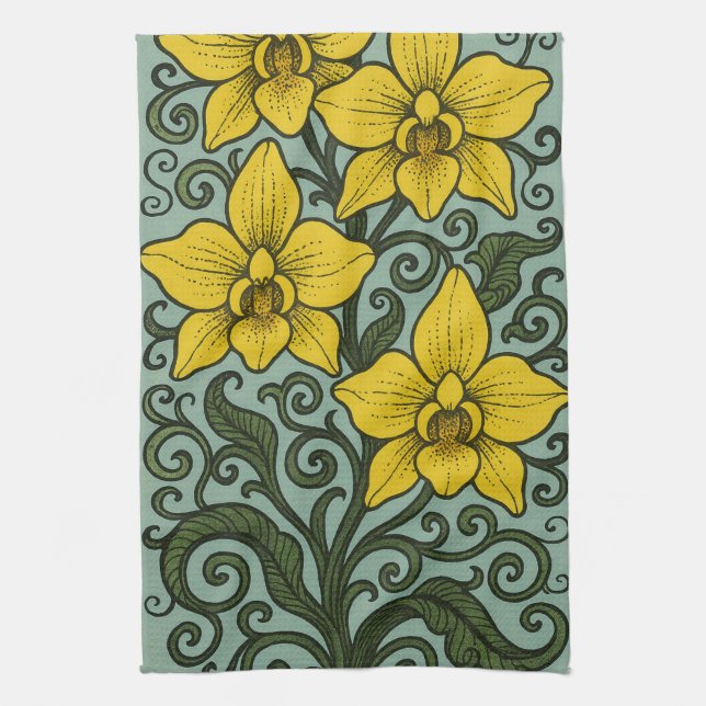 Yellow Orchids                                     Kitchen Towel (Vertical)
