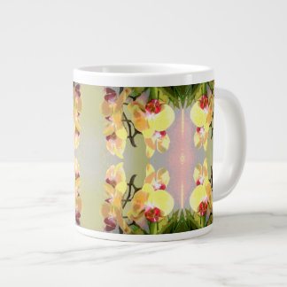 Yellow Orchids Pattern Large Coffee Mug