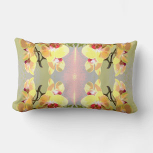 Yellow Orchids Pattern Lumbar Pillow