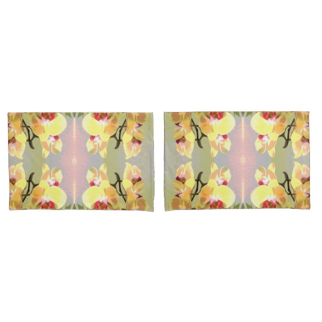 Yellow Orchids Pattern Pillowcase (Front-Set)