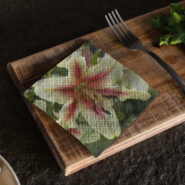 Yellow Orienpet Lily with Red Starburst Floral Napkin (Creator Uploaded)