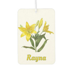 Yellow Oriental Lily Botanical Art Personalized  Air Freshener