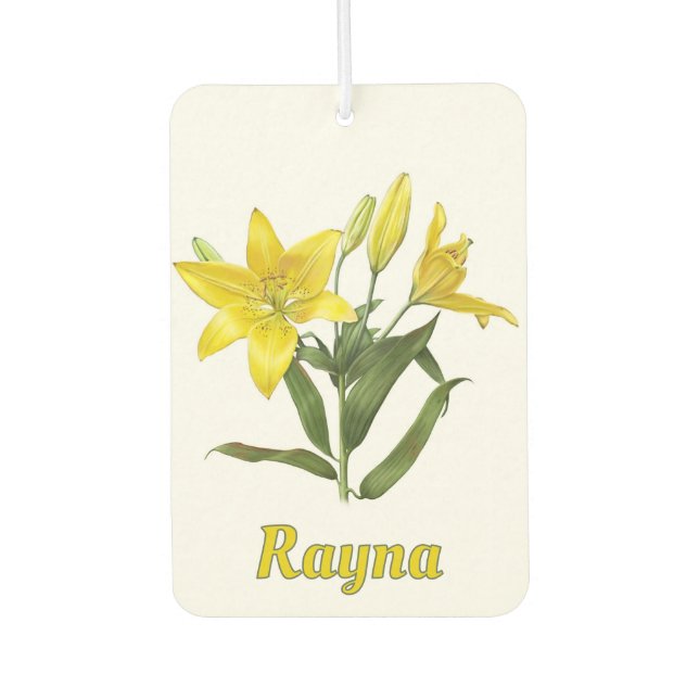 Yellow Oriental Lily Botanical Art Personalized  Air Freshener (Front)