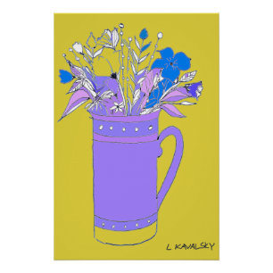 Yellow Original Colorful Flowers In A Mug Poster 
