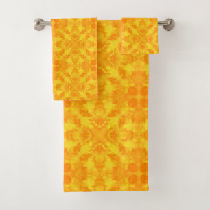 Yellow ornament bath towel set