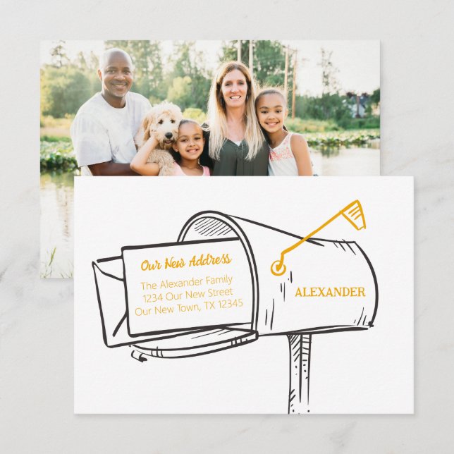 Yellow Our New Address Mailbox Moving (Front/Back)