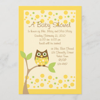 Yellow Owl Baby Shower Invitation