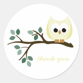 Yellow Owl Thank You Stickers