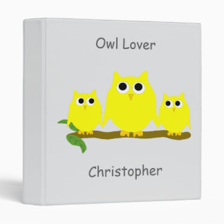 Yellow Owls Design Any Colour Background Binder