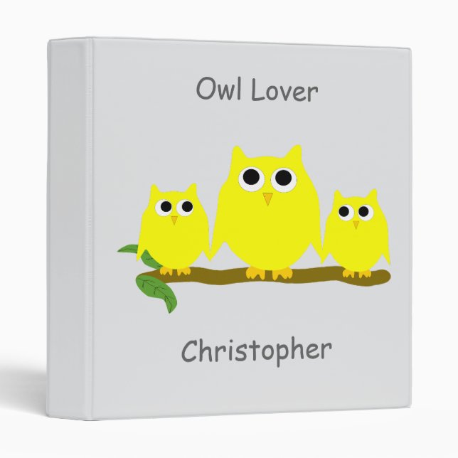 Yellow Owls Design Any Colour Background Binder (Front/Spine)