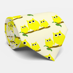 Yellow Owls Design Any Colour Background Tie