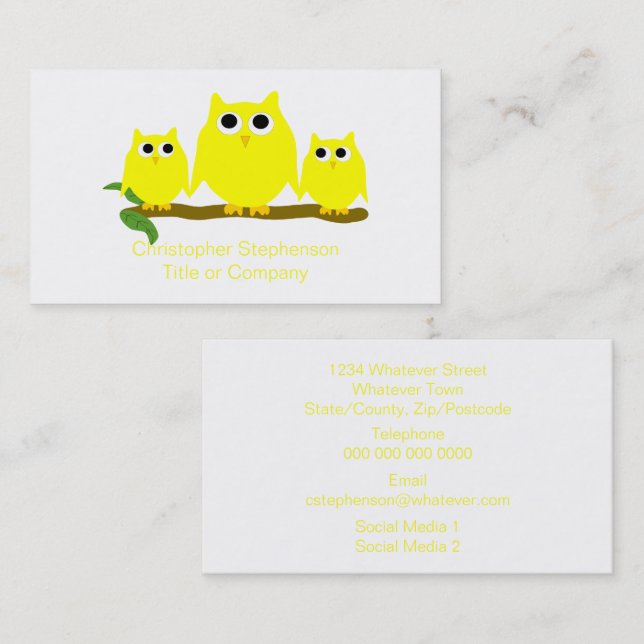 Yellow Owls Design Business Card (Front/Back)
