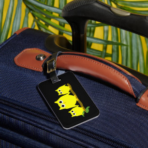 Yellow Owls Design Luggage Tag