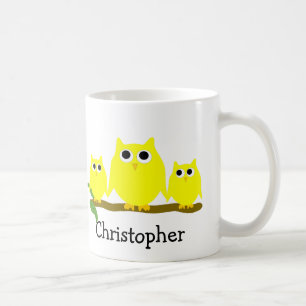 Yellow Owls Design Personalised Coffee Mug