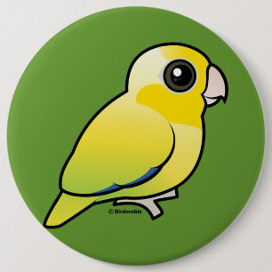 Yellow Pacific Parrotlet 6 Inch Round Button