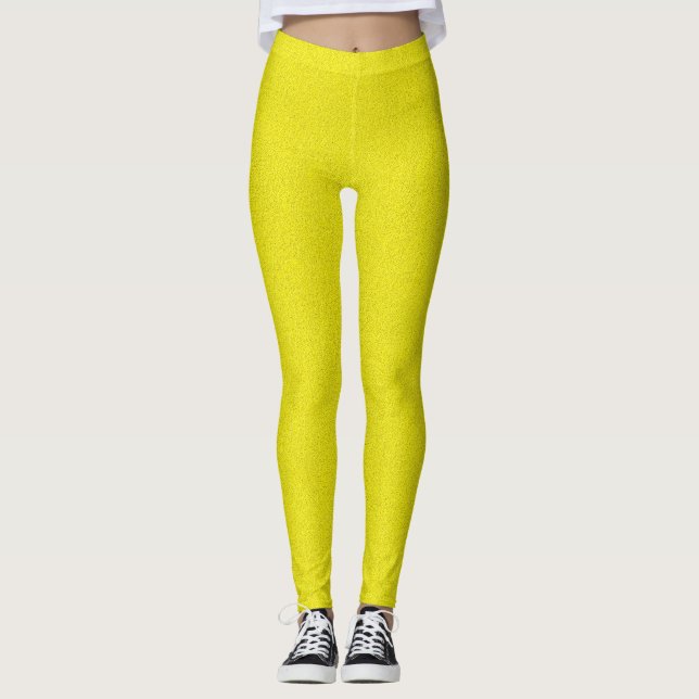 Yellow paint, textured print Leggings (Front)