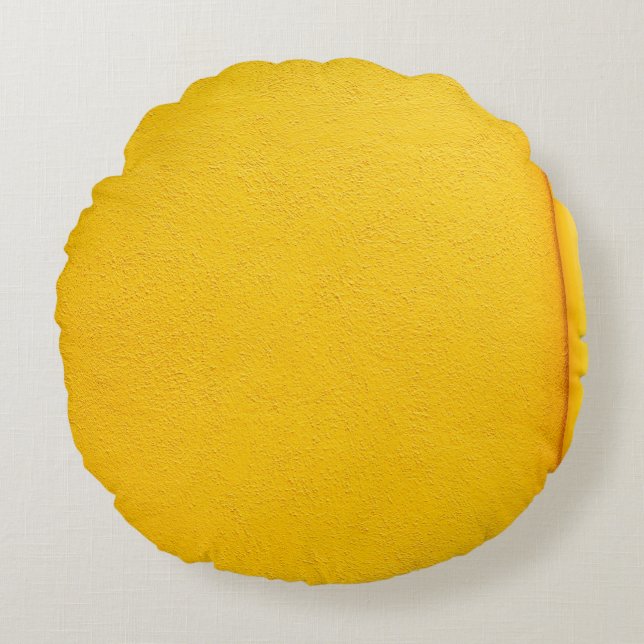 Yellow painted wall round pillow (Front)