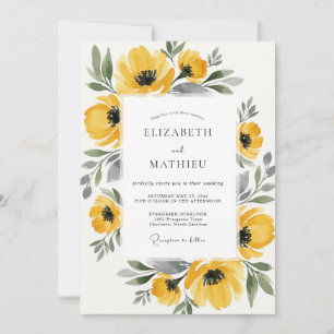 Yellow Painterly Bloom Wedding Invitation